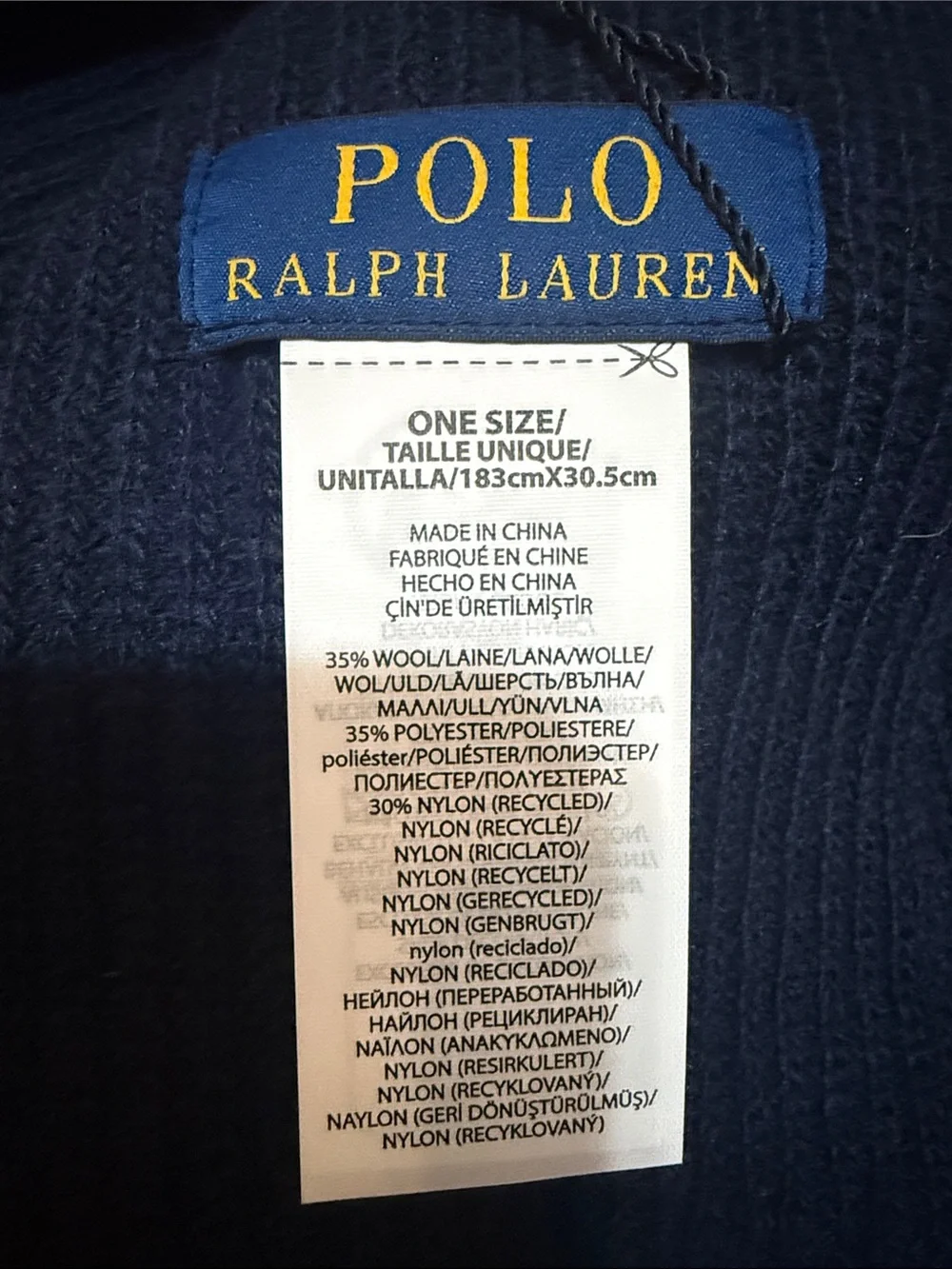 Polo by Ralph Lauren Navy Bear Knit Scarf